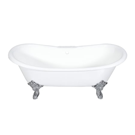 Aqua Eden Clawfoot Bathtubs, 71.63 L, 29.75 W, White/Polished Chrome, Cast Iron VCT7DS7231NL1